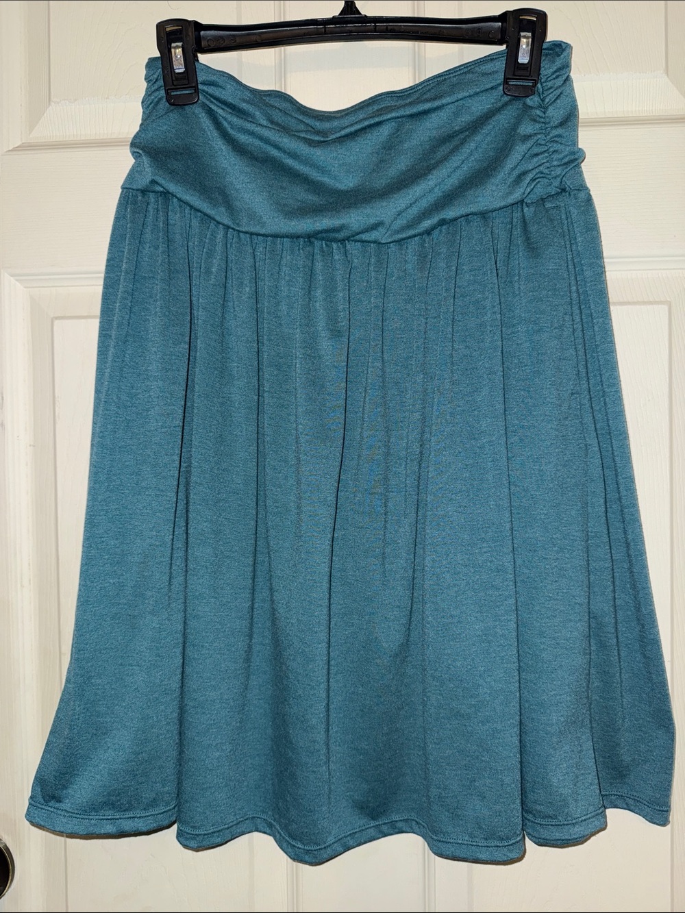 HALARA Teal Circle Skirt with Fold-Over Waist